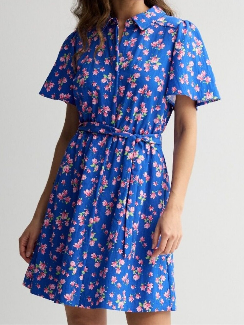 Draper James Women's Short Sleeve Shirt Dress Azul Floral Size S /NWT
